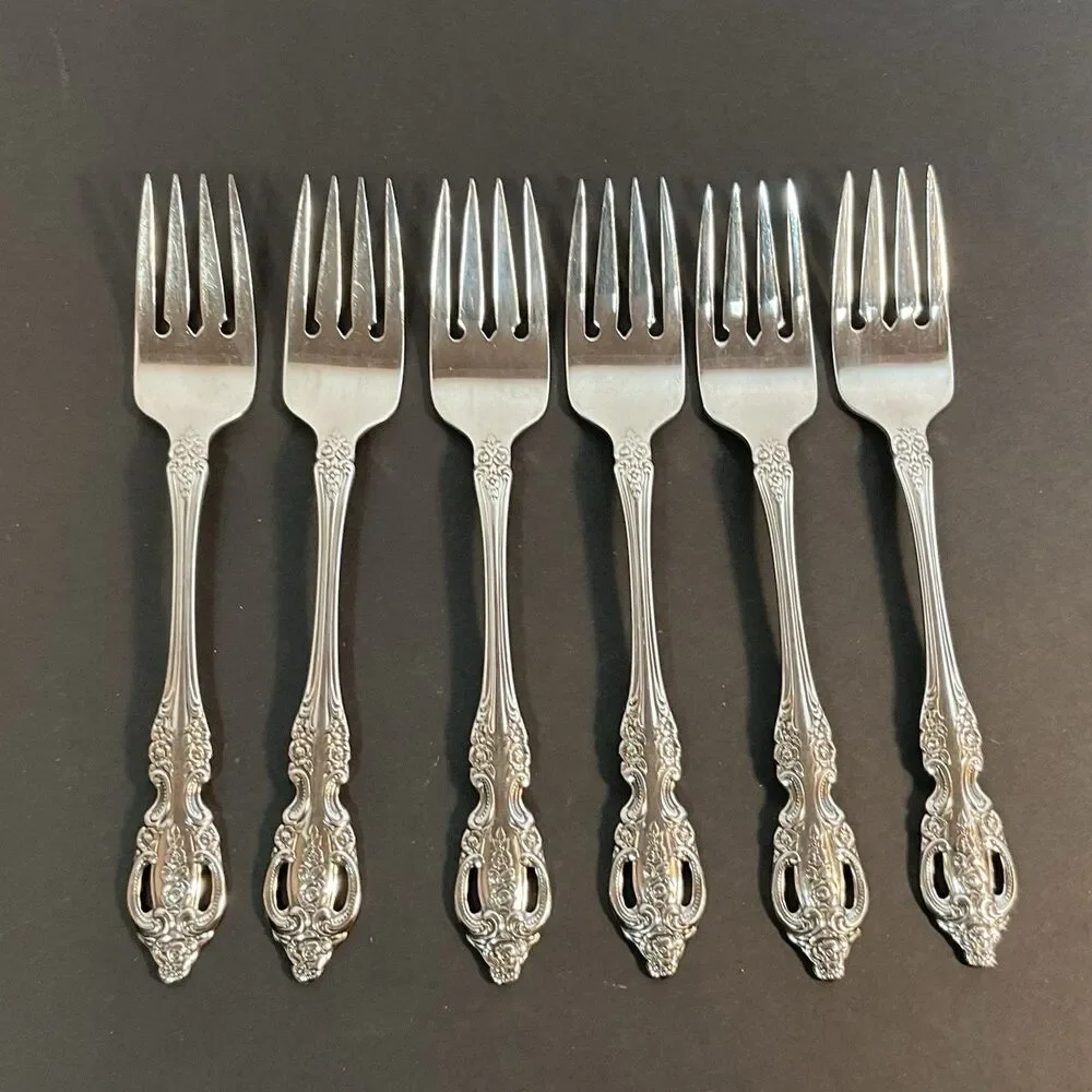 Oneida RENOIR PEMBROOKE 6 Pcs Salad Dessert Forks Stainless Flatware USA
